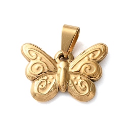 Золотой 201 подвески из нержавеющей стали, бабочки прелести, вакуумное покрытие pvd, золотые, 12.5x17.5x2.5 мм, отверстие : 6x3 мм