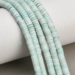 Light Cyan Natural Agate Beads Strands, Dyed, Heishi Beads, Flat Round/Disc, Light Cyan, 4.5x1.5mm, Hole: 0.7mm, about 270pcs/strand, 15.75''(40cm)