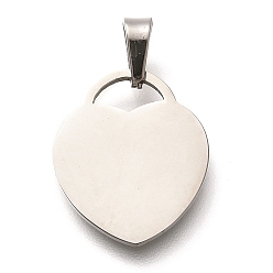 Нержавеющая Сталь Цвет 304 подвески из нержавеющей стали, шарма сердца, лазерная резка, цвет нержавеющей стали, 19x15.5x1 мм, отверстие : 6x3 мм