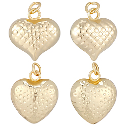 Настоящее золото 18K 8 шт 2 стили латунные подвески, сердце прелести, с прыжковых колец, без кадмия и без свинца, долговечный, стойки покрытие, реальный 18 k позолоченный, 21~23x20.5x9.5~10.5 мм, отверстие : 4 мм, 4 шт / стиль