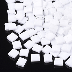 (TL402) Непрозрачный Белый Миюки тила бусины, японский бисер, 2-луночное, (тл 402) непрозрачный белый, 5x5x1.9 мм, отверстие : 0.8 мм, о 118шт / бутылка, 10 г / бутылка