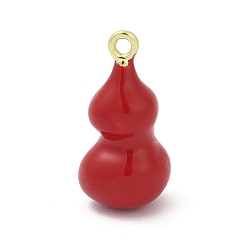 (123L) Белый крем непрозрачный блеск Подвески из латуни и эмали в виде тыквы, без кадмия и без свинца, долговечный, стойки покрытие, реальный 18 k позолоченный, огнеупорный кирпич, 18x9x8.5 мм, отверстие : 1.4 мм