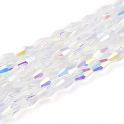 Прозрачный Прозрачные стеклянные бусины гальваническим пряди, двухконусные, с покрытием AB цвета, граненые, прозрачные, 6x3 мм, отверстие : 0.7 мм, около 79~80 шт / нитка, 19.09~19.49'' (48.5~49.5 см)