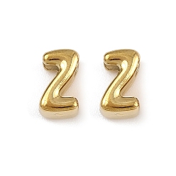 Letter Z 304 прелести нержавеющей стали, буквы, ионное покрытие (ip), реальный 18 k позолоченный, Письмо Z, 7.5x4.5x3.5 мм, отверстие : 1.8 мм