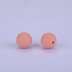 PeachPuff Round Silicone Focal Beads, Chewing Beads For Teethers, DIY Nursing Necklaces Making, PeachPuff, 15mm, Hole: 2mm