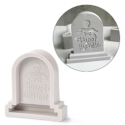Skull Silicone Halloween Tombstone Candle Molds, for Scented Candle Making, Skull Pattern, 101x90x30mm
