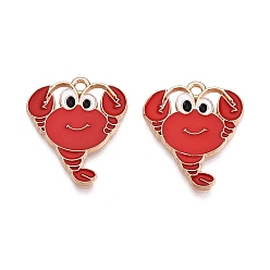 (123L) Белый крем непрозрачный блеск Подвески из эмали и сплава, без свинца и без кадмия, очарование раков, золотые, огнеупорный кирпич, 21.5x18x1.3 мм, отверстие : 1.6 мм