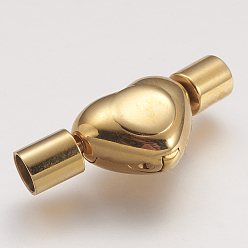 Золотой 304 из нержавеющей стали европейские застежками, ионное покрытие (ip) с концами шнура, сердце, золотые, 24x10x7 мм, отверстие : 4 мм