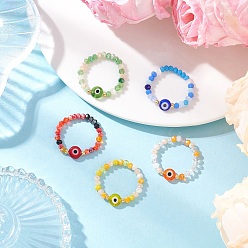 (52) Непрозрачная лаванда Лэмпворк ручной работы от сглаза со стеклянными кольцами для женщин, разноцветные, размер США 8 1/2 (18.5 мм)