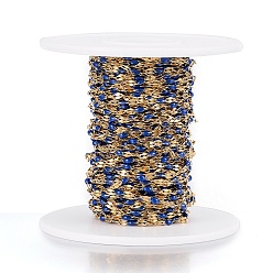 Medium Blue Ion Plating(IP) 304 Stainless Steel Link Chains, with Spool, with Enamel, Soldered, Medium Blue, 4~10x2x0.4~2mm, about 32.8 Feet(10m)/roll
