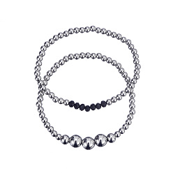 Нержавеющая Сталь Цвет 304 браслеты из круглой бусинки из нержавеющей стали для женщин и мужчин, цвет нержавеющей стали