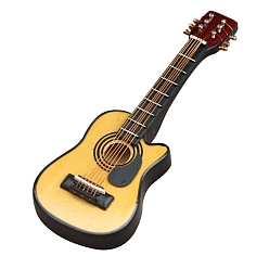 Светло-хаки Миниатюрные украшения из деревянной гитары, аксессуары для домашнего кукольного домика с микро-ландшафтом, притворяясь опорными украшениями, светлый хаки, 90x32 мм