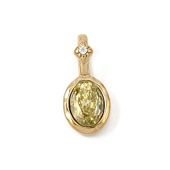 Green Yellow Birthstone Glass Pendants, Faceted Oval Charms, with 316 Stainless Steel Findings, Golden, Green Yellow, 19x8x7mm, Hole: 6x3.5mm