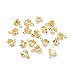 Real 18K Gold Plated Brass Pinch Bails, Ice Pick, Leaf, Real 18K Gold Plated, 9.5x7x4mm, Hole: 1.5mm, Pin: 1mm