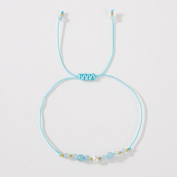 Природный Драгоценный Камень Браслеты из натуральных драгоценных камней и латунных бусин, плетеные для женщин., круглые, с пластиковой имитационной жемчужиной, 11.02 дюйм (28 см)