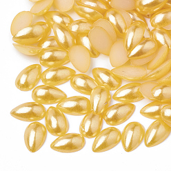Goldenrod ABS Plastic Imitation Pearl Cabochons, Teardrop, Goldenrod, 8x5x2.5mm