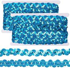 Королевский синий 2 шт. полиэстеровые бусины-пайетки, блестки бисер, Аксессуары для орнаментов, рулон с пайетками, волна, королевский синий, 17 мм, 11 м / рулон