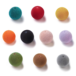 (52) Непрозрачная лаванда Flocky акриловыми шариками, половине просверлил, круглые, разноцветные, 14 мм, отверстие : 1.6 мм