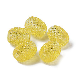 Золотистый Прозрачные смоляные европейские желейные цветные бусины, большие отверстия баррель бисером, в форме ведра, золотые, 15x12.5 мм, отверстие : 5 мм