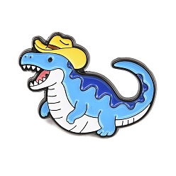Светло-Голубой Эмалированные значки в виде ковбоя-динозавра из сплава, черные застежки для значков на лацканах для рюкзаков и одежды, Небесно-голубой, 20.5x31.5 мм