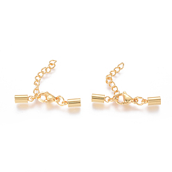 Золотой 304 удлинитель цепи из нержавеющей стали, с концами шнура и застежками из сплава омара, золотые, 33 мм, удлинительная цепь: 26x3 мм, конец шнура: 9x4 мм, внутренний диаметр: 3.5 мм, застежка : 11x7x3.5 mm