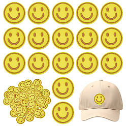 Золотистый 50шт. аппликаций в виде улыбающихся лиц, компьютеризированная вышивка тканью утюжок на / шить на заплатках, аксессуары для костюма, золотые, 42x2 мм