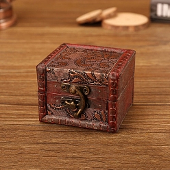 Сиена Квадратный ретро деревянный набор ювелирных изделий, органайзер для хранения коробок с застежками, сундук с сокровищами для сережек, Кольца, , цвет охры, 8x6.5x6 см