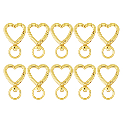 Золотой 10застежки-крючки в форме сердца из цинкового сплава шт., золотые, 41x26x6 мм, отверстие : 7.5x11 мм