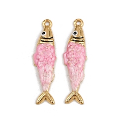 Pink 304 нержавеющей стальной эмали подвески, ионное покрытие (ip), реальный 18 k позолоченный, рыба чамр, розовые, 31.5x8.5x2.5 мм, отверстие : 1.5 мм