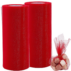 Rouge Rubans en polyester à mailles décoratives, tissu de tulle, Tissu à carreaux en tulle pour la fabrication de jupe, rouge, 6 pouces (152 mm), environ 25.00 yards (22.86m)/rouleau