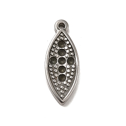 Stainless Steel Color Non-Tarnish 304 Stainless Steel Pendant Rhinestone Settings, Horse Eye, Stainless Steel Color, Fit for 2mm Rhinestone, 26x10.5x3mm, Hole: 1.6mm