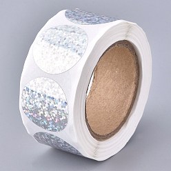 Серебро Лазерные самоклеящиеся бумажные подарочные наклейки, для партии, декоративные подарки, круглые, серебряные, 25 мм, 500 шт / рулон