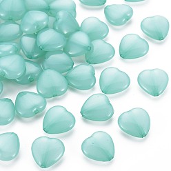 Medium Aquamarine Transparent Acrylic Beads, Dyed, Heart, Medium Aquamarine, 13.5x14x6mm, Hole: 1.5mm, about 775pcs/500g