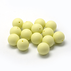 Champagne Yellow Food Grade Eco-Friendly Silicone Beads, Chewing Beads For Teethers, DIY Nursing Necklaces Making, Round, Champagne Yellow, 8~10mm, Hole: 1~2mm