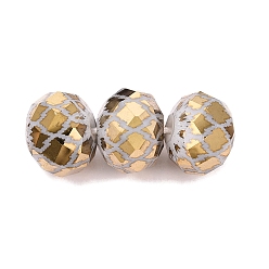 Verge D'or Foncé Perles en verre electroplate, treillis rondelle à motif, facette, verge d'or noir, 7~8x5.5~6mm, Trou: 1~1.2mm