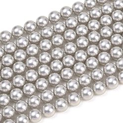 Светло-серый Матовые бусы пряди стекла жемчуг, круглые, светло-серый, 8 мм, отверстие : 0.7 мм, около 51~52 шт / нитка, 15.94~16.02'' (40.5~40.7 см)