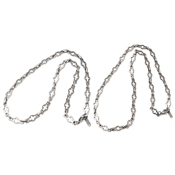 Stainless Steel Color 2Pcs 2 Styles 304 Stainless Steel Cross Link Chain Necklaces Set for Couple, Non-Tarnish, Stainless Steel Color, 17.44~21.26 inch(44.3~54cm), 1pc/style
