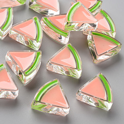 Pink Transparent Enamel Acrylic Beads, Watermelon, Pink, 23.5x25.5x9mm, Hole: 3.5mm