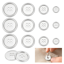 Платина 20 шт. 4 стили 4 кнопки из цинкового сплава с отверстием, плоско-круглые, платина, 10~22.5x2~3 мм, отверстие : 1.5~2.2 мм, 5 шт / стиль