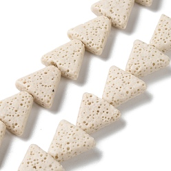 (404) Непрозрачное AB Кислое яблоко Нити из натуральных бусин из лавы, окрашенных в треугольники, цветочный белый, 13x14x5 мм, отверстие : 1.2 мм, около 31 шт / нитка, 15.35'' (39 см)