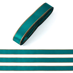 Bleu Vert 5 Ruban de satin en polyester bordé d'or, sarcelle, 7/8 pouces (21 mm)