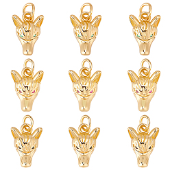 (52) Непрозрачная лаванда 10 кулоны из латуни с микрочастицами и кубическим цирконием., с прыжковых колец, прелести волка, реальный 18 k позолоченный, разноцветные, 12x9.5x4.5 мм, отверстие : 3.4 мм