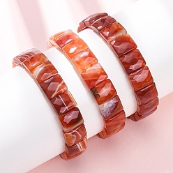 Красный Агат Браслеты из окрашенных и подвергнутых термической обработке натуральных граненых бусин из сердолика для женщин., прямоугольные, бусины : 13x11x5~5.5 мм, внутренний диаметр: 2.32 дюйм (5.9 см)