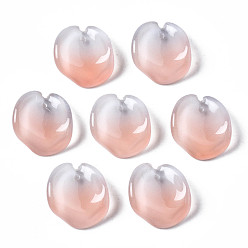 Light Salmon Two Tone Spray Painted Glass Pendants, Petal, Light Salmon, 20~21x18~19x7~8mm, Hole: 1mm