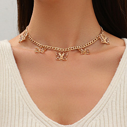 Бабочка Женские ожерелья-нагрудники с кисточками из океанического сплава, золотые, бабочка, 13.39 дюйм (34 см)