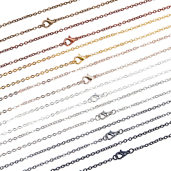 Mixed Color Brass Cable Chains Necklace Making, Mixed Color, 23.6 inch(60cm), 8colors, 4pcs/color, 32pcs/box
