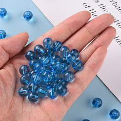 Deep Sky Blue Transparent Acrylic Beads, Round, Deep Sky Blue, 10x9mm, Hole: 2mm, about 940pcs/500g