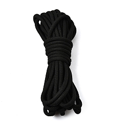 Black Nylon Braided Cord, Round, for Shoelace Making, DIY Clothes Sewing, Black, 5mm, about 5.47 Yards(5m)/pc