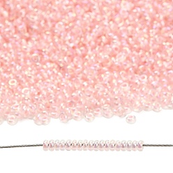 (780) Inside Color AB Crystal/Bubblegum Lined Toho 11/0 полукруглые бусины, японский бисер, (780) внутри цвета ab кристалл / жевательная резинка на подкладке, 11/0, 2.2x0.9 мм, отверстие : 0.8 мм, Около 8666 шт / 50 г