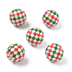 Разноцветный Печать непрозрачных акриловых бусин, круглый с сеткой, красочный, 20 мм, отверстие : 2.5 мм